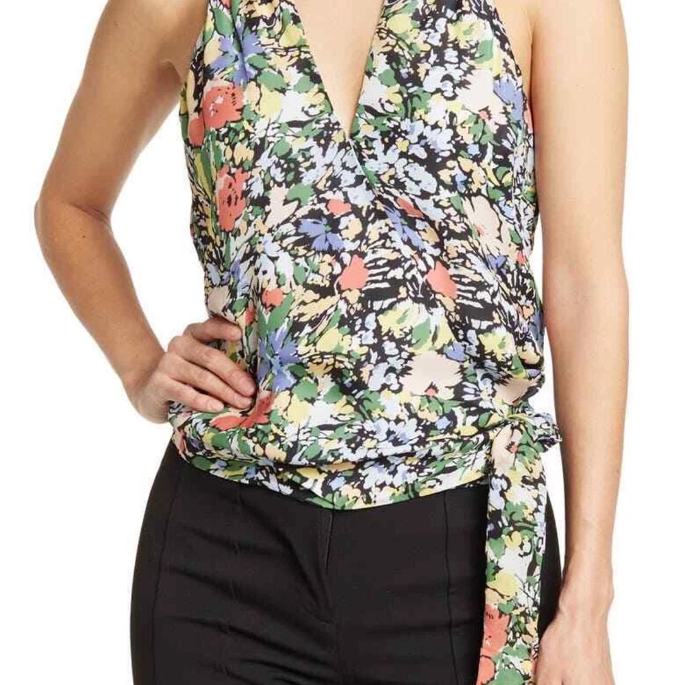 Parker Kenna Top Medium NWT Wrap Cannes floral